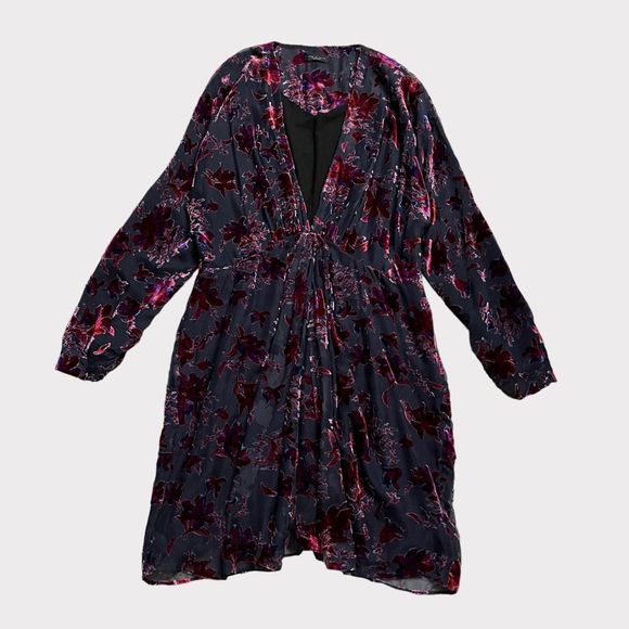 rag & bone Eloise Dress Floral Silk Mini Long Sleeve Purple Black Party Date - Picture 3 of 9